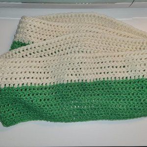 Green & Ivory Color Block Infinity Scarf